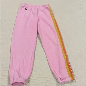Aviator Nation Kids 12 Pink Sweatpants with Rainbow Stripes